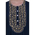 Firdaus Pintuck embroidery abaya-Teal